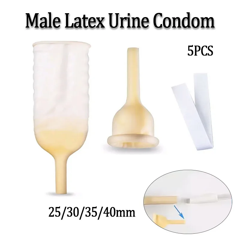 5Pcs Disposable Male Urine Sleeve for Bed-ridden Atrophic Urinary Incontinence Patients Latex Catheter Sleeve