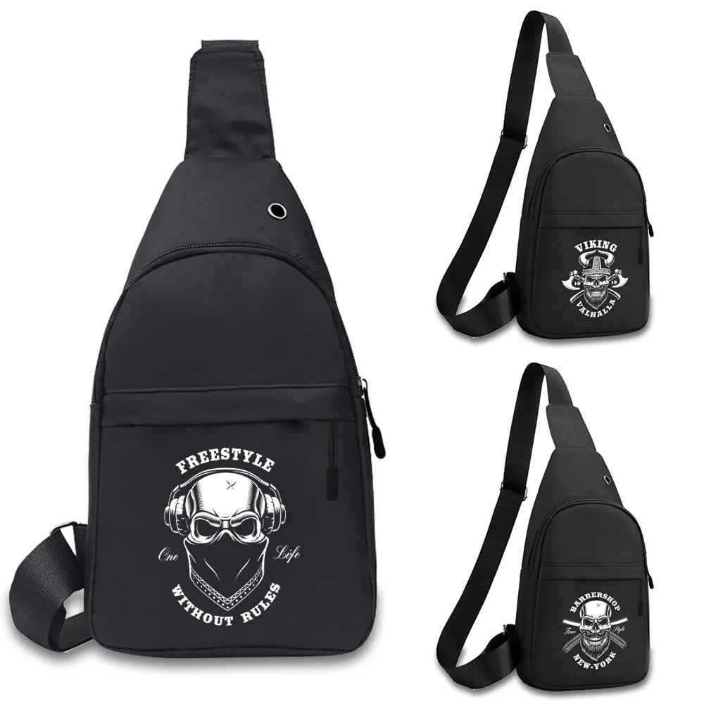 

Men Chest Bag Trendy Men's Crossbody Bags Skull Series Travel Hiking Large Capacity Multi-functional Fitness Yoga Pack