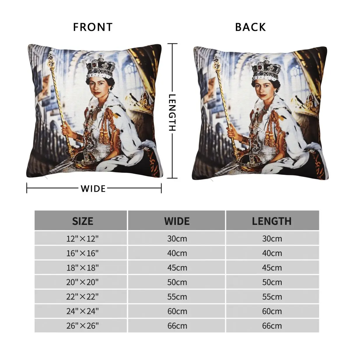 Queen Elizabeth Royal Pillowcase Polyester Linen Velvet Pattern Zip Decorative Throw Pillow Case Sofa Cushion Cover