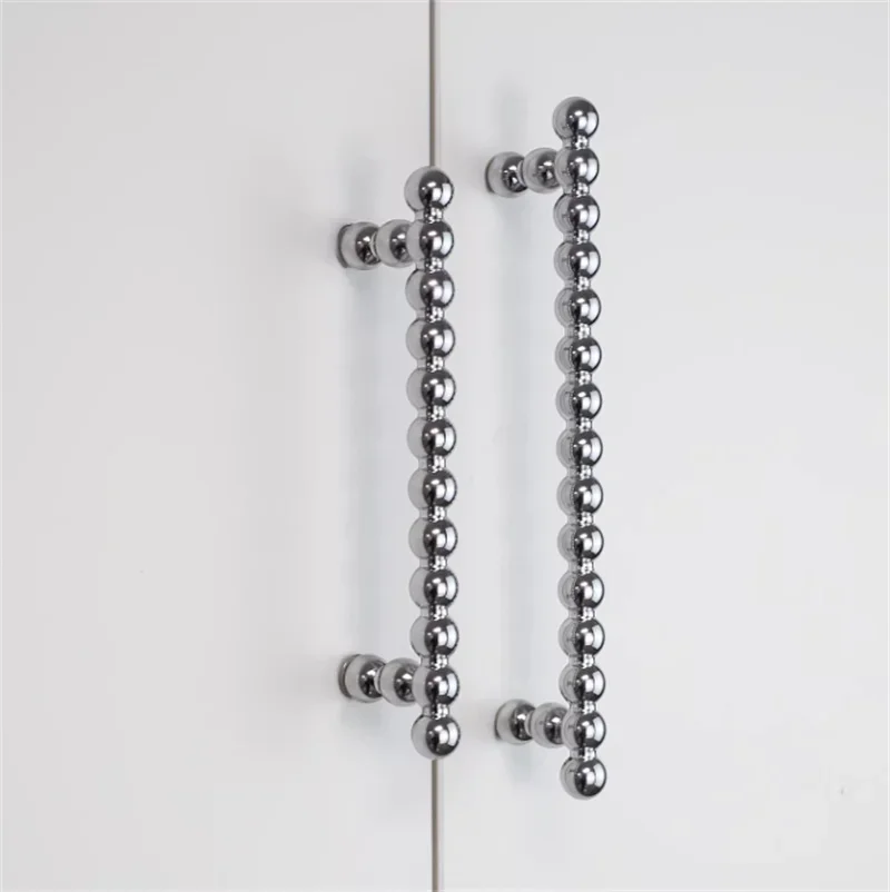 French Style Round Beads Pull Handle For Drawer Wardrobe Door Cabinet Furniture Knobs Silver Long Bar Pull Handles Decoration