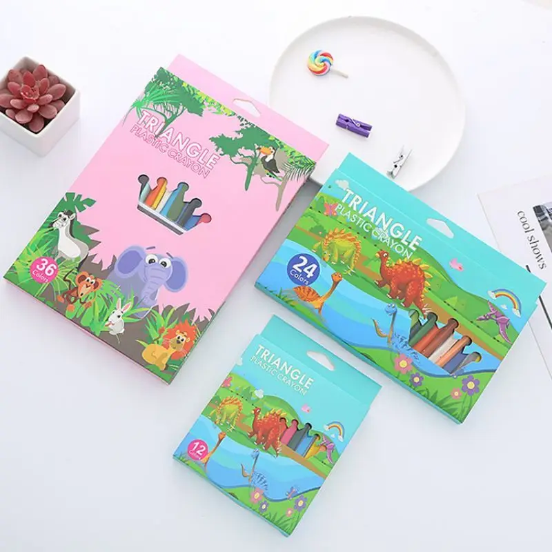 Ellen Brook 1 Set Stationery Washable Cartoon Animals Fruit School Supplies Cute Lovely Color Student Crayon