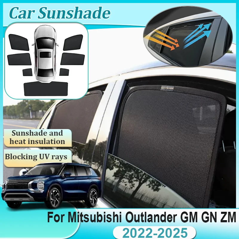 For Mitsubishi Outlander GM GN ZM PHEV 2022 2023 2024 2025 Blocks UV Mesh Sunshade Windshield Visors Auto Tools Part Accessories