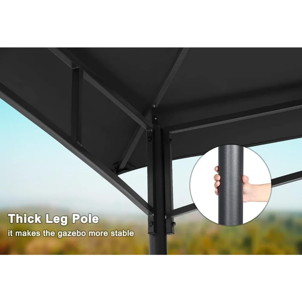 Imagem -06 - Outdoor Garden Gazebo com Stable Steel Frame e Netting Walls Black Outdoor Canopy Tenda Sunshade 10x10