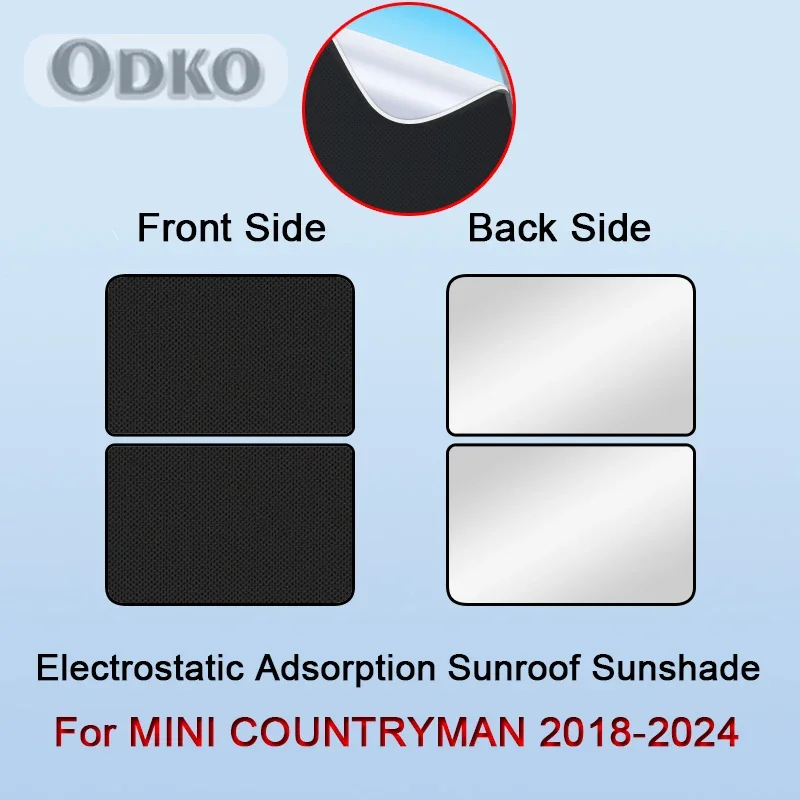 Car Electrostatic Adsorption Sunroof Sunshade For MINI COUNTRYMAN 2018-2023 2024 Heat Insulation Skylight Sticker Accessories