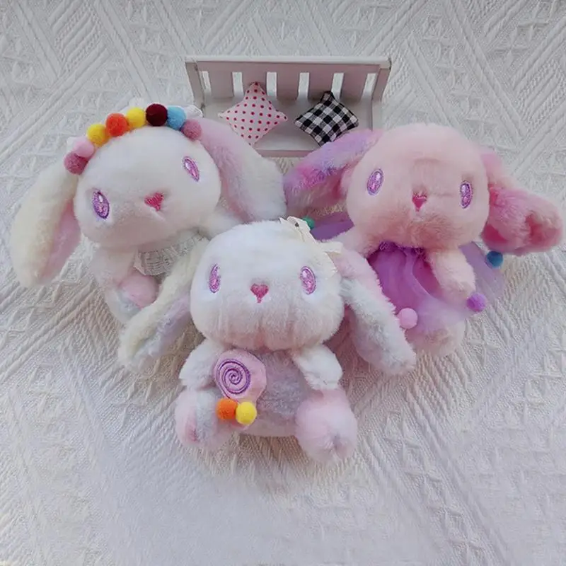 Cute Bag Charm Gradient Color Plush Toy Keychain Stuffed Animals Keyring Portable Lightweight Purse Backpack Charm Handbag