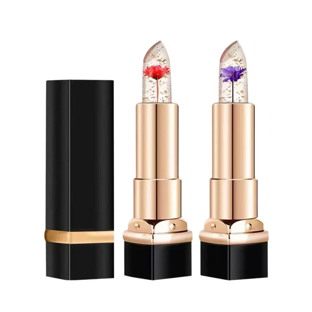 Temperatura cambia colore balsamo per le labbra Crystal Jelly Flower Lipstick Gloss trasparente idratare le labbra trucco cosmetico di lunga durata