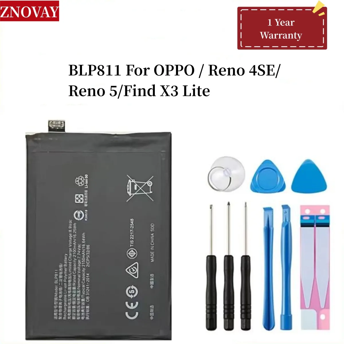 Compatible For OPPO / Reno 4SE/Reno 5/Find X3 Lite BLP811 4300mAh Phone Battery Series