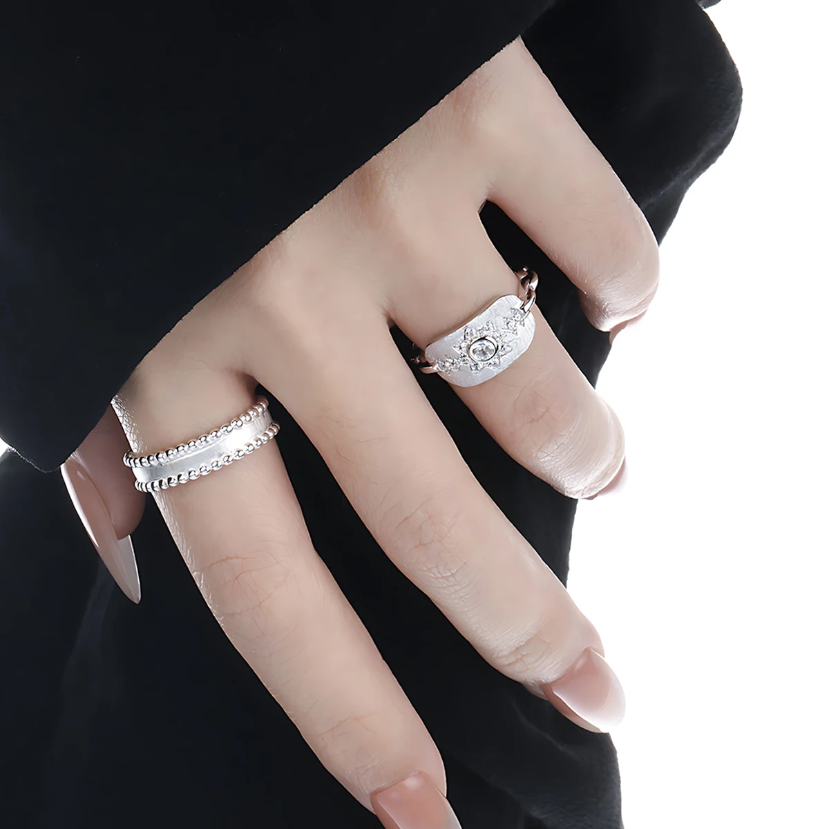 HEIZHOU Original 925 Sterling Silver Flower Zircon Ring for Womens Elegant 18K Gold Plated Adjustable Fine Ring Jewelry 2