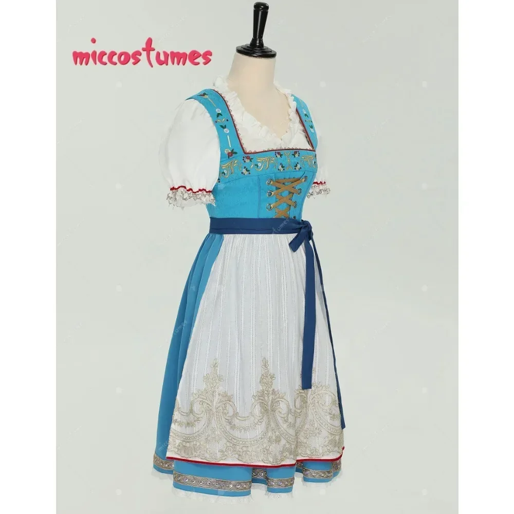 Women Mbroidery Oktoberfest Maid Link Cosplay Costume German Traditional Festival Strapless Splicing Dress Beer  Costume