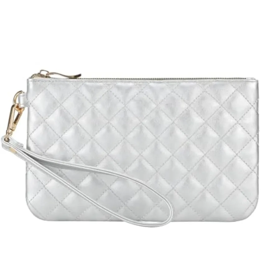 

GAYI URBAN Quilted Wristlet Purse for Women Vegan Leather Wristlet Pouch Zip Clutch Bag Evening Clutch Purse with strap