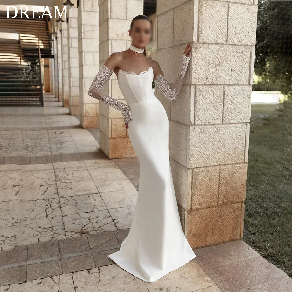 Dream personalizado elegante longo sereia vestidos de casamento renda até o chão varredura trem noivas vestido feminino novias 2025