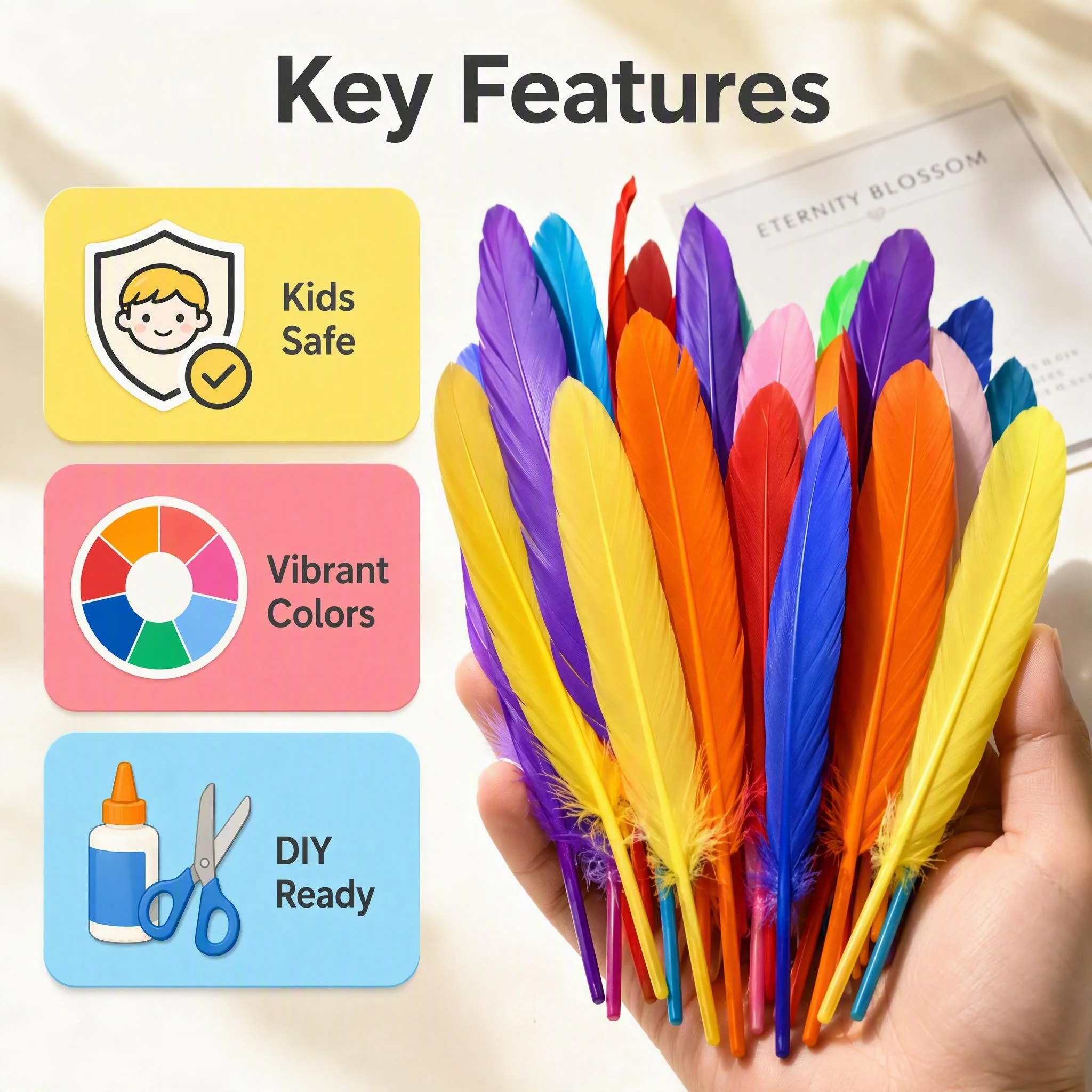 Orange Goose Plumes 10-15cm Slim Feather Pieces DIY Art Material Kids Crafts Costume Party Decoration Handmade Supplies