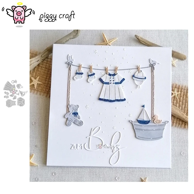 Piggy Craft Metall-Stanzformen, geschnittene Matrizenform, Baby-Kleidung, Dekoration, Sammelalbum, Papier, Basteln, Messerform, Klingenstanzer, Schablonen
