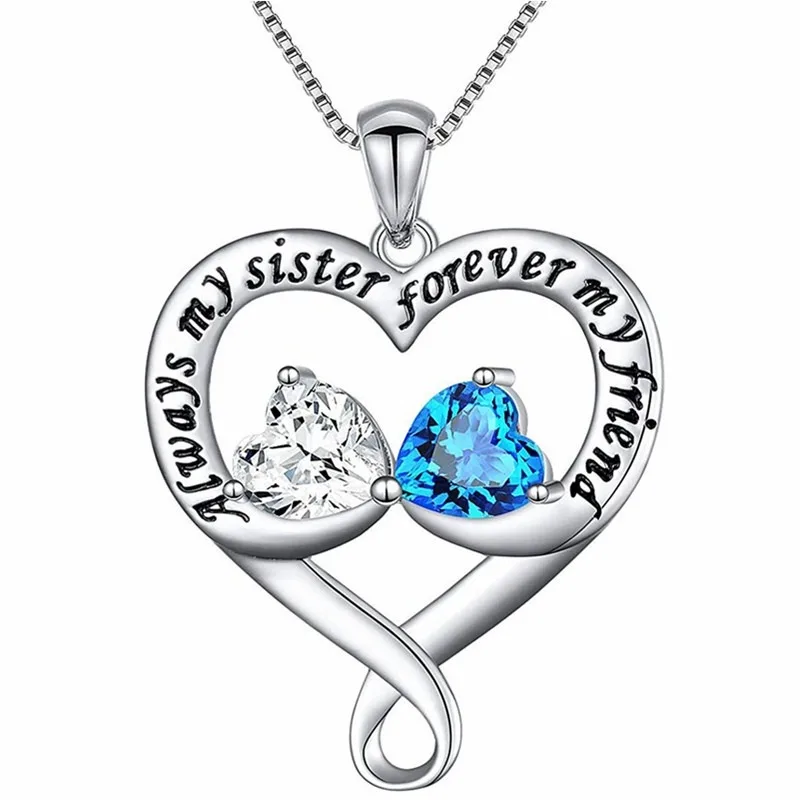 925 Silver plating Always My Sister Daughter Mother Forever My Friend Love Heart Necklace for Women Sister Mother Gift Mask