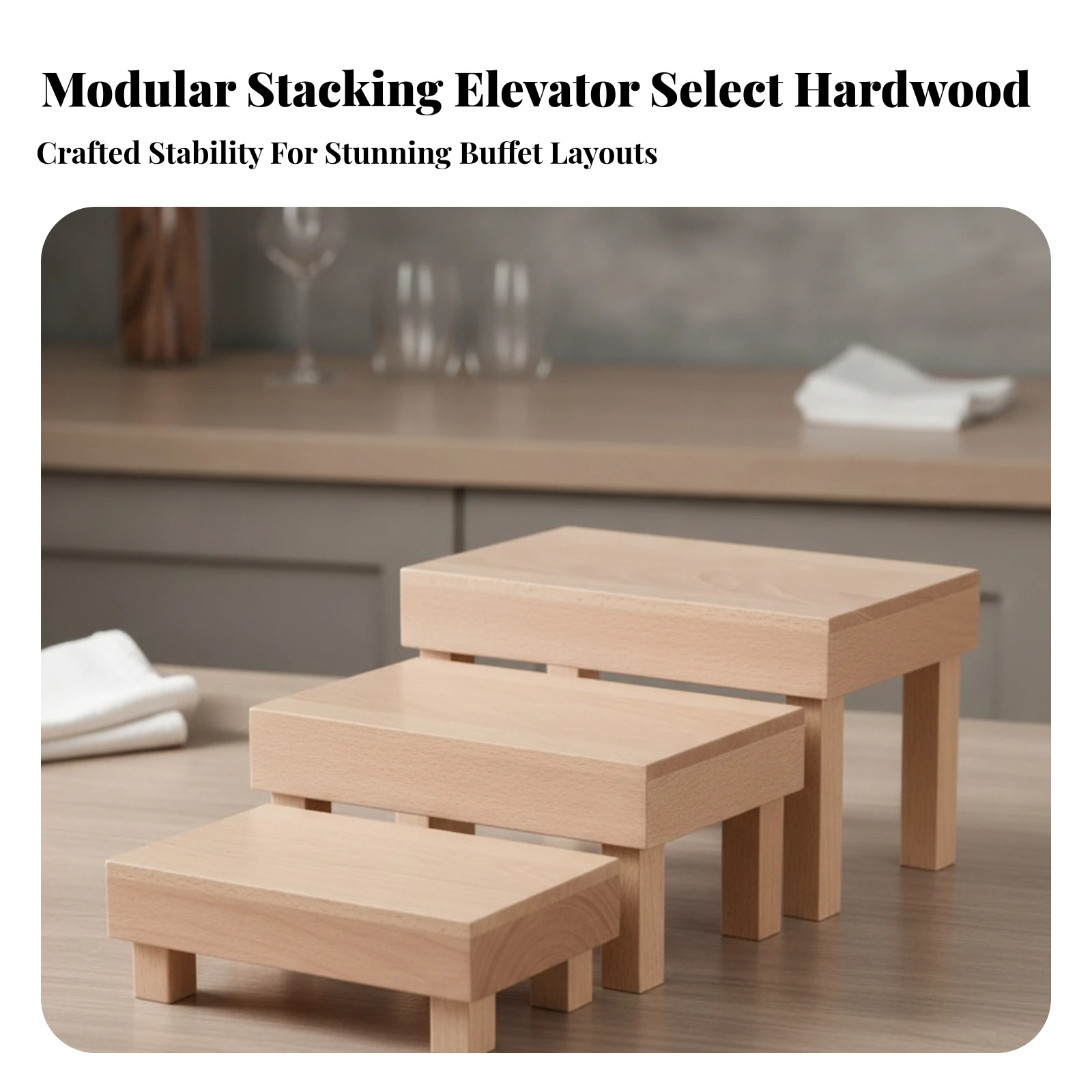 Display Stand Sturdy Wooden Display Stand Wooden Food Riser Rustic for Caterers, Dessert Table, Buffet