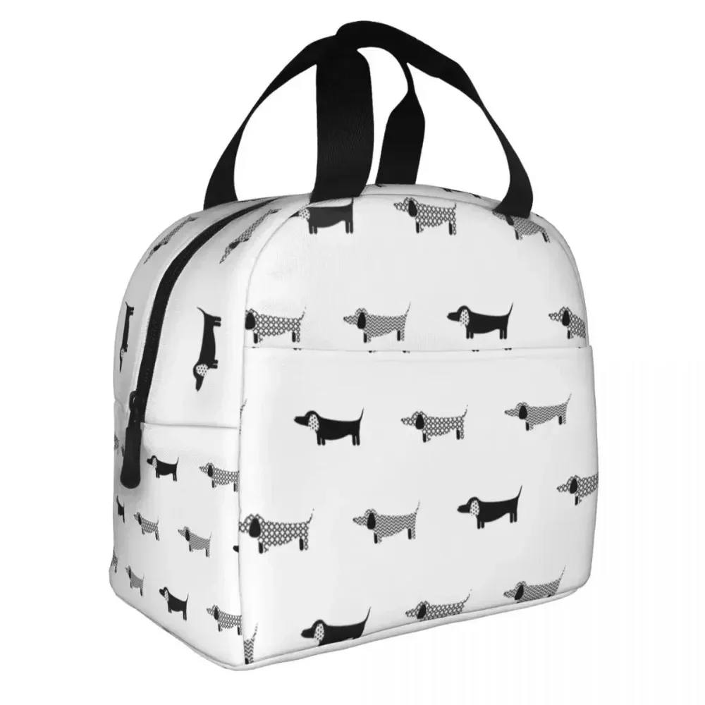 Dachshund Dog Lunch Bag Portable Insulated Canvas Cooler Thermal Food Picnic Tote for Women Children