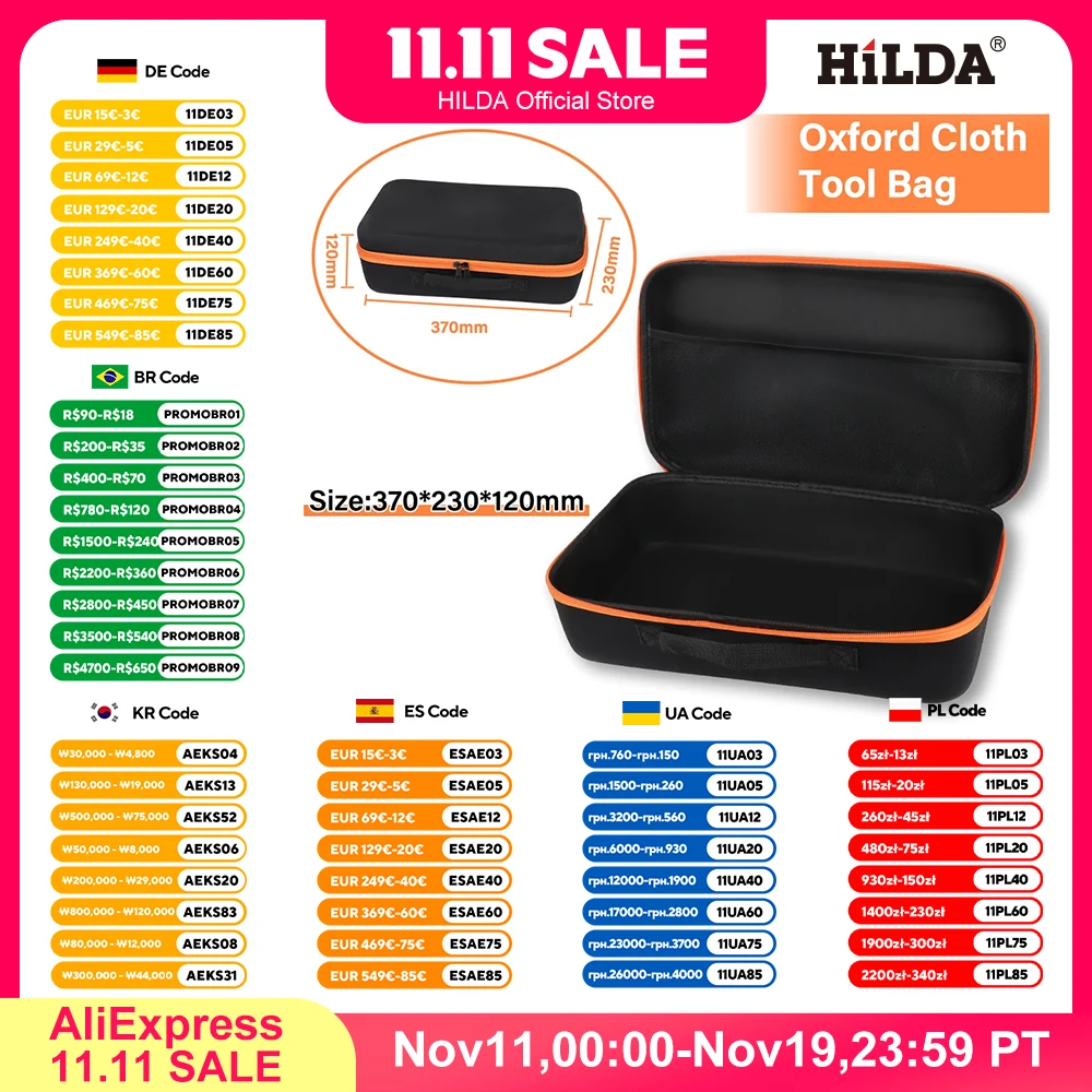 HILDA Waterproof Tool Box Large Capacity Electric Drill Carry Bag Oxford Cloth Bag For Electrician Hardware Shockproof Tool Bag