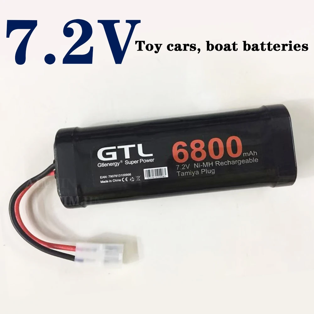 7.2V 6800mAh 고용량 니켈수소 충전식 배터리 타미야 플러그 포함 RC 자동차 트럭 보트 탱크용 - RC 차량 배터리