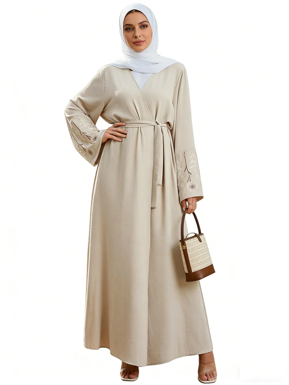 

Dubai Abaya Embroidery Muslim for Elegant Women Maxi Dress Open Kimono Jalabiya Turkey Femme Arabic Robe Islamic Clothing Gown