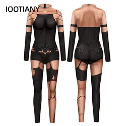 IOOTIANY Royal Sister Game Wind Print Sexy Bodysuits Women  Long Sleeve Cosplay New Party Black Silk Stockings Jumpsuits 2024