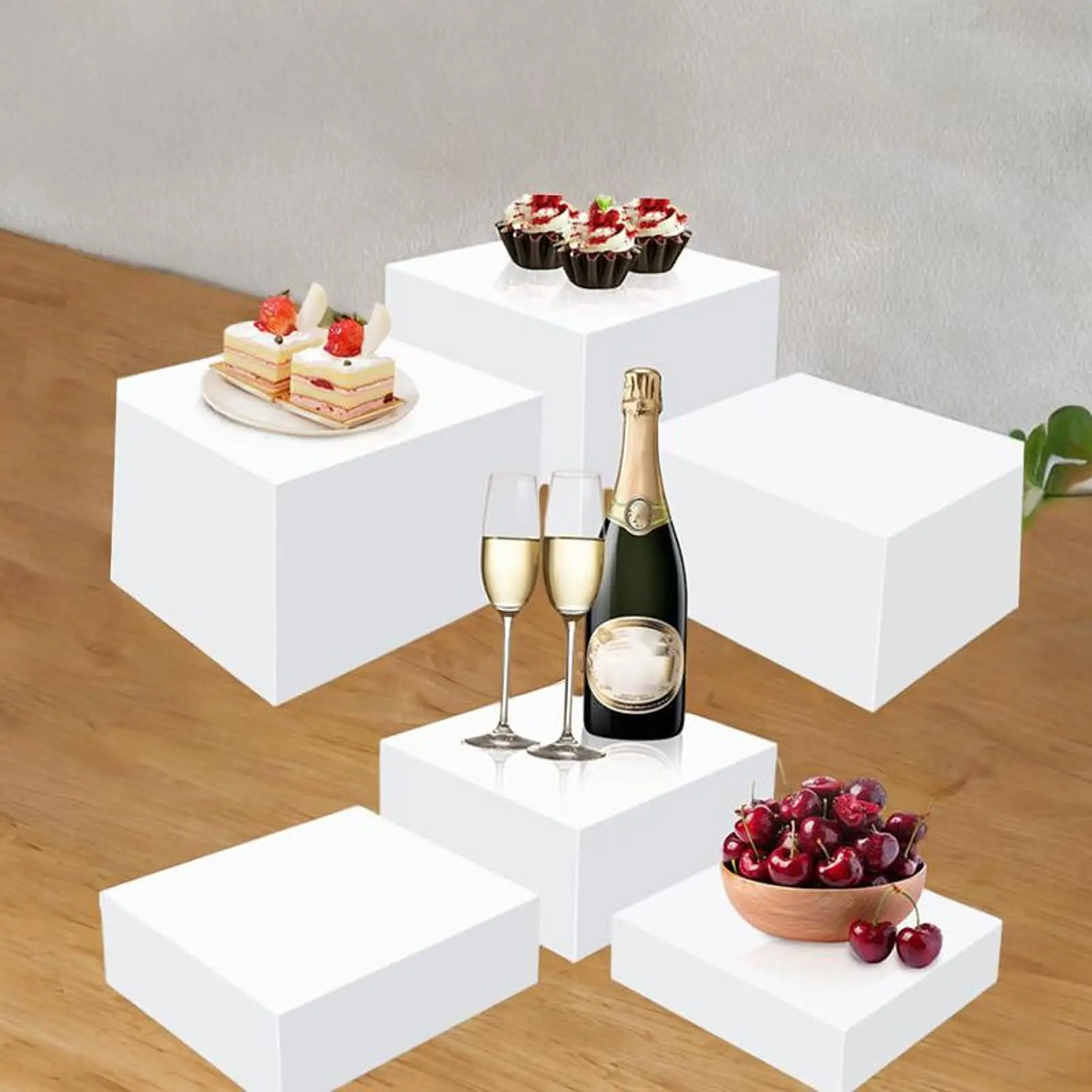 

6-компонентные акриловые коробки для пищевых буфетов для розничной витрины, белые подставки