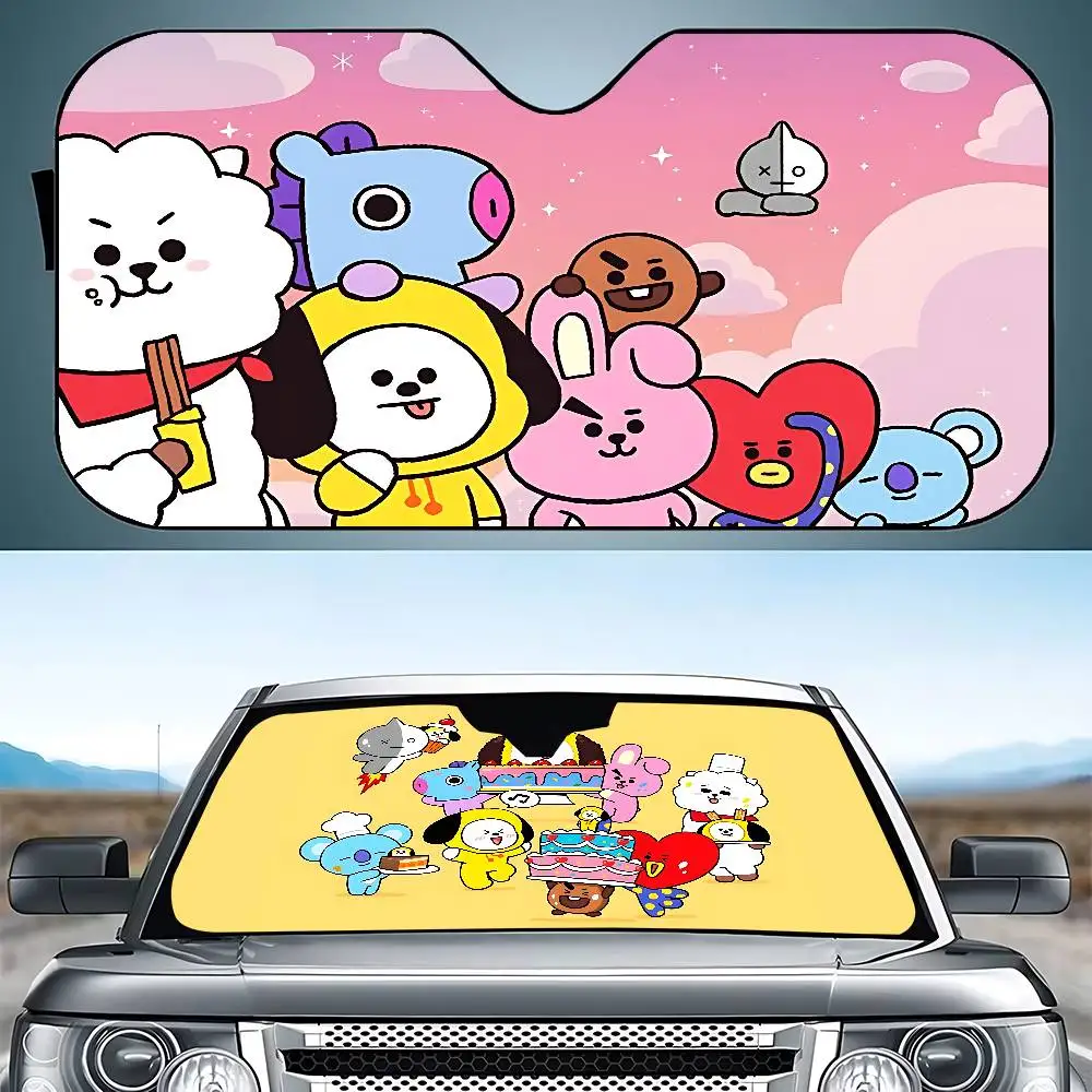 Cute B-bt-21S Kawaii Stylish And Trendy Windshield Sunshade, Car Windshield Cover, Car Sunshade Curtain Car Sun Protection Cover