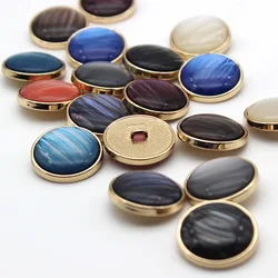 8Pcs/lot 18-25mm Thin Edged Pearl Round Metal Combination Button DIY Sweater Coat Alloy Hand-sewn Color Decorative Button B021