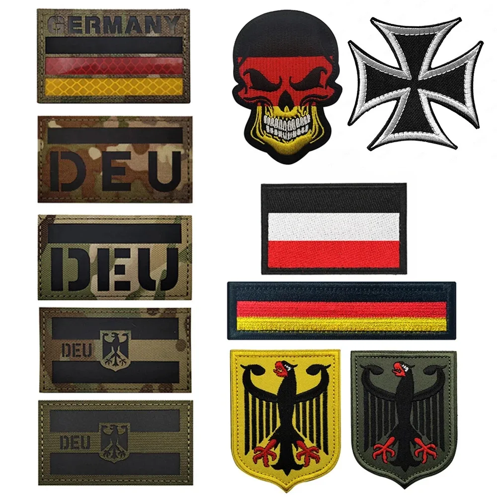 Nuevo! Parches reflectantes de tela IR con bandera alemana, brazalete de camuflaje alemán, parches de águila DEU Morale Deutschland