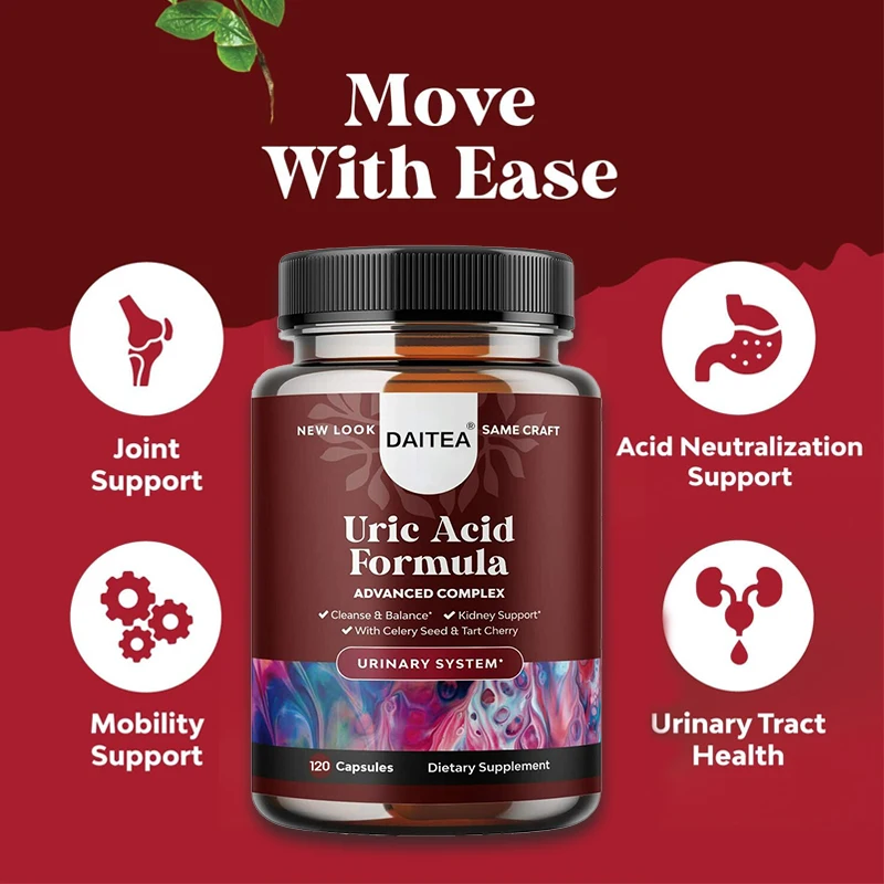 Herbal Uric Acid Cleansing Detox - Gout Cleansing Supplement - Celery Seed Tart Cherry Benefits Joint and Urinary System Health