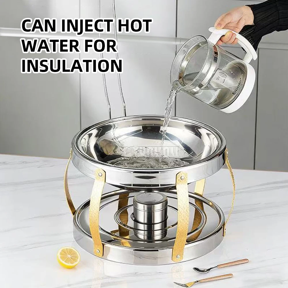 

8L Alcohol Heated Buffet Stove Stainless Steel Circular Hanging Furnace Camping Picnic Stove