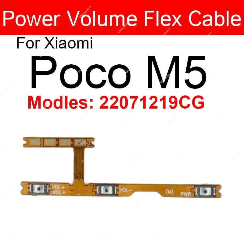 For Xiaomi Poco X4 X5 M4 Pro 5G GT F4 GT Poco M5 M5s Poco F5 Pro Power Volume Side Button Flex Cable Ribbon Replacement Parts