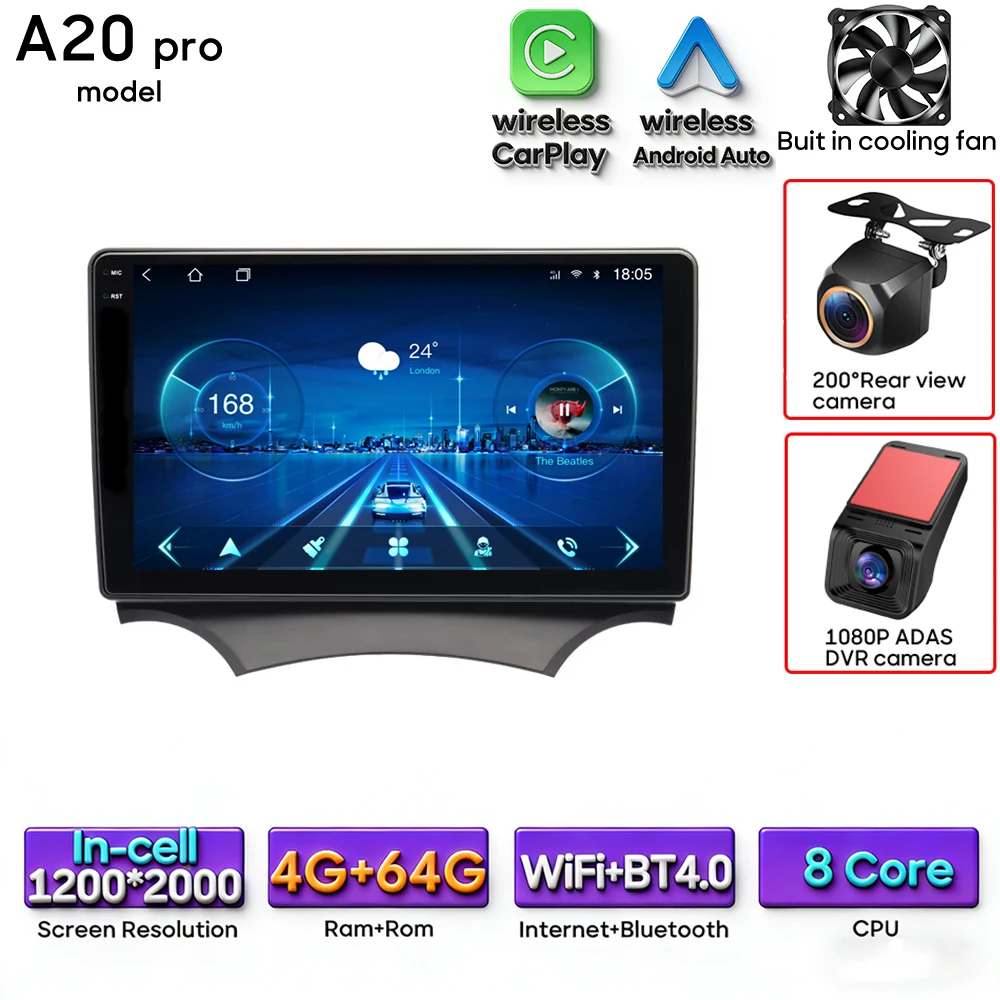 Android 16 voor Ford KA K2 2008 - 2014 Audioscherm Autoradio Videomultimediaspeler Carplay + Android Auto Navigatie GPS 2din