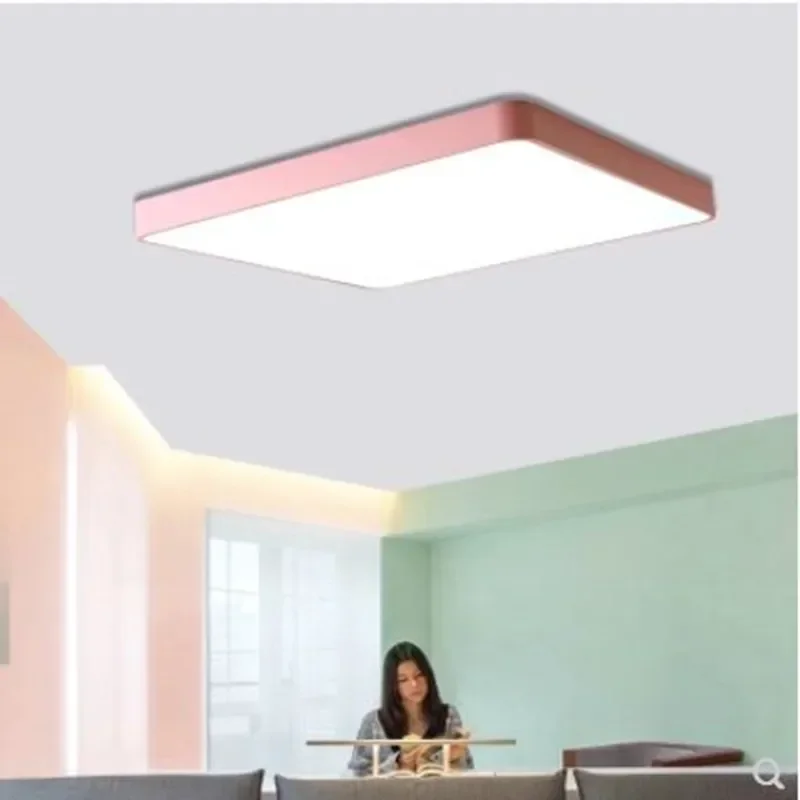 

Living room lamp led ceiling lamp simple modern rectangular macarons color creative study bedroom Nordic lamps