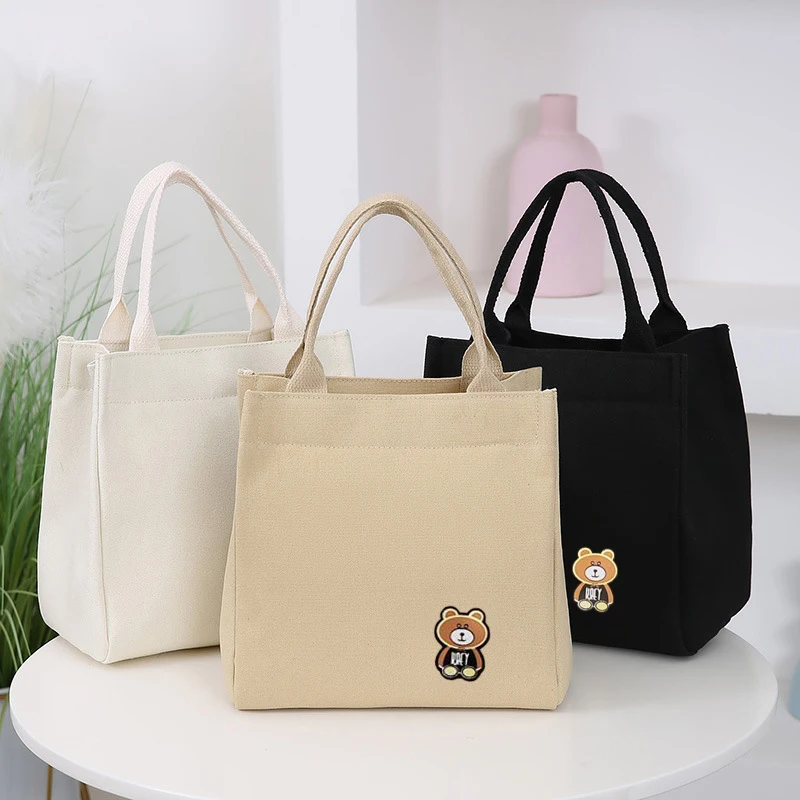 Japanese Cartoon Bear Large Capacity Tote Bag Office Worker Commute Lunch Bento Tote Bag