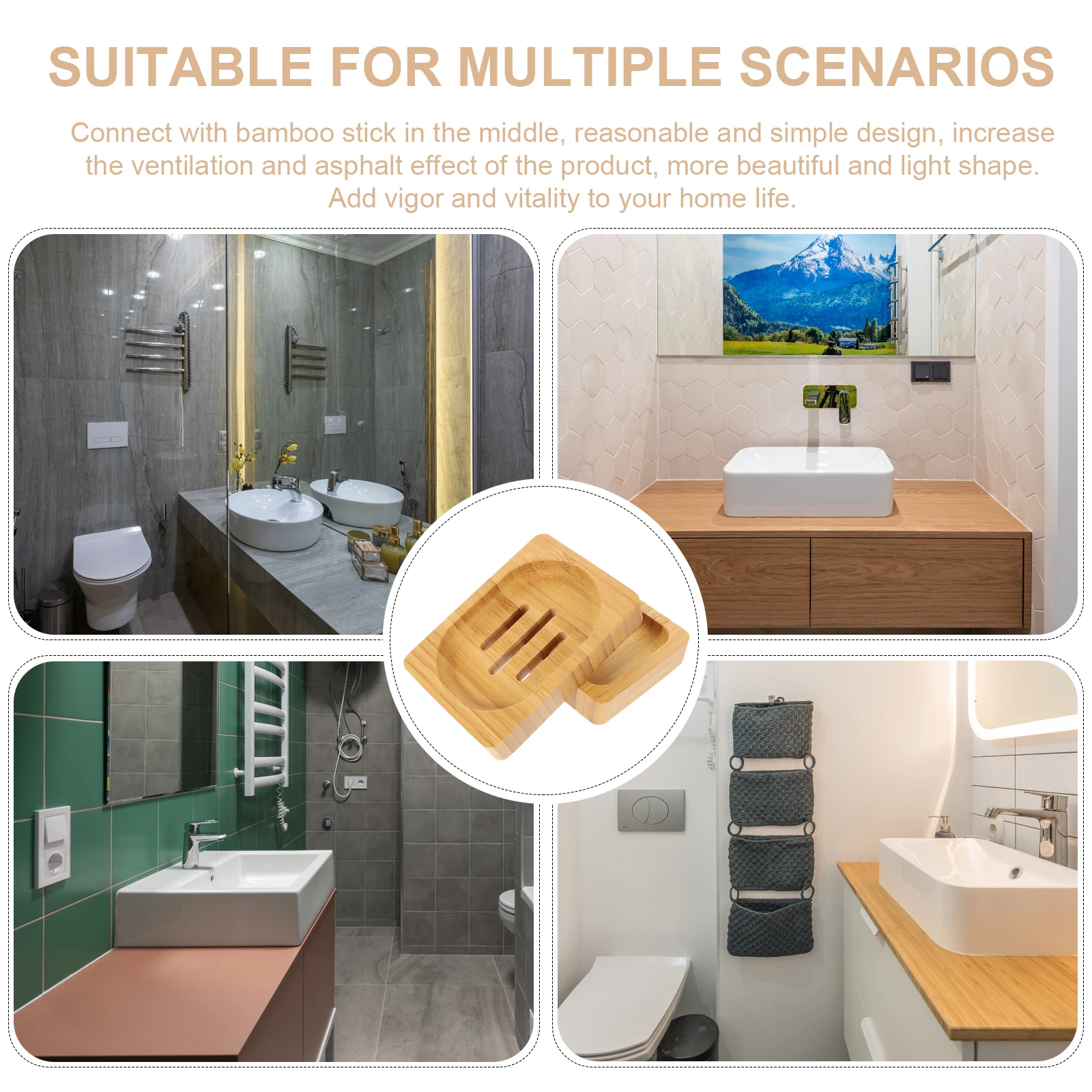 

2pcs Bamboo Soap Dish Holder Bathroom Box Draining Tray Storage Container Travel Home Decor Manual Drain Design