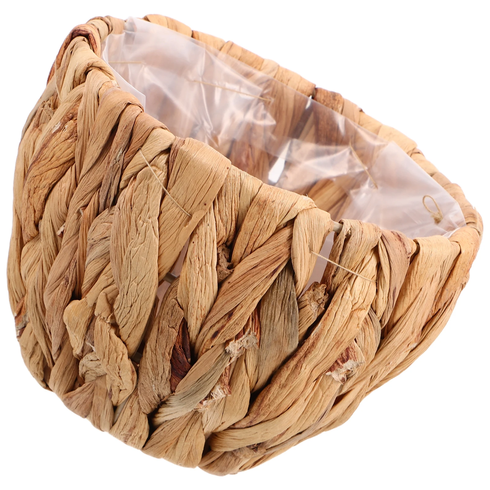 

Woven Straw Flower Basket Waterproof Lined Indoor Planter Storage Organizer Handcrafted Decorative Wicker Blanket Basket