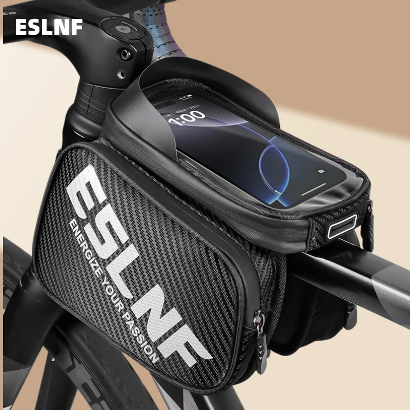 ESLNF Rainproof Reflective Bicycle Bag Bike Top Tube Bag & Phone Bag Multifunctional Cycling Storage Pouch