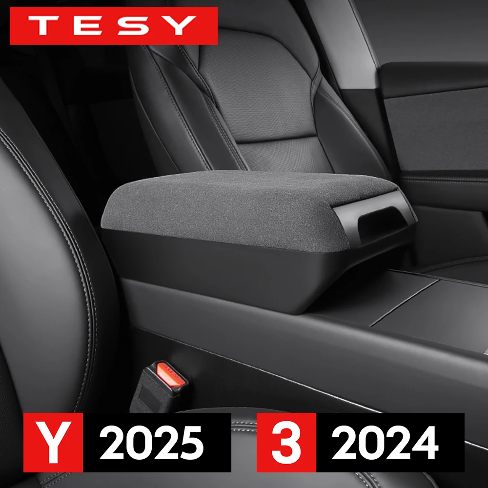 

Подлокотник на центральной консоли для хранения Tesla Model Y Juniper 2025 2026 Model 3 Highland Heightened Organizer Suede Pad Accessori