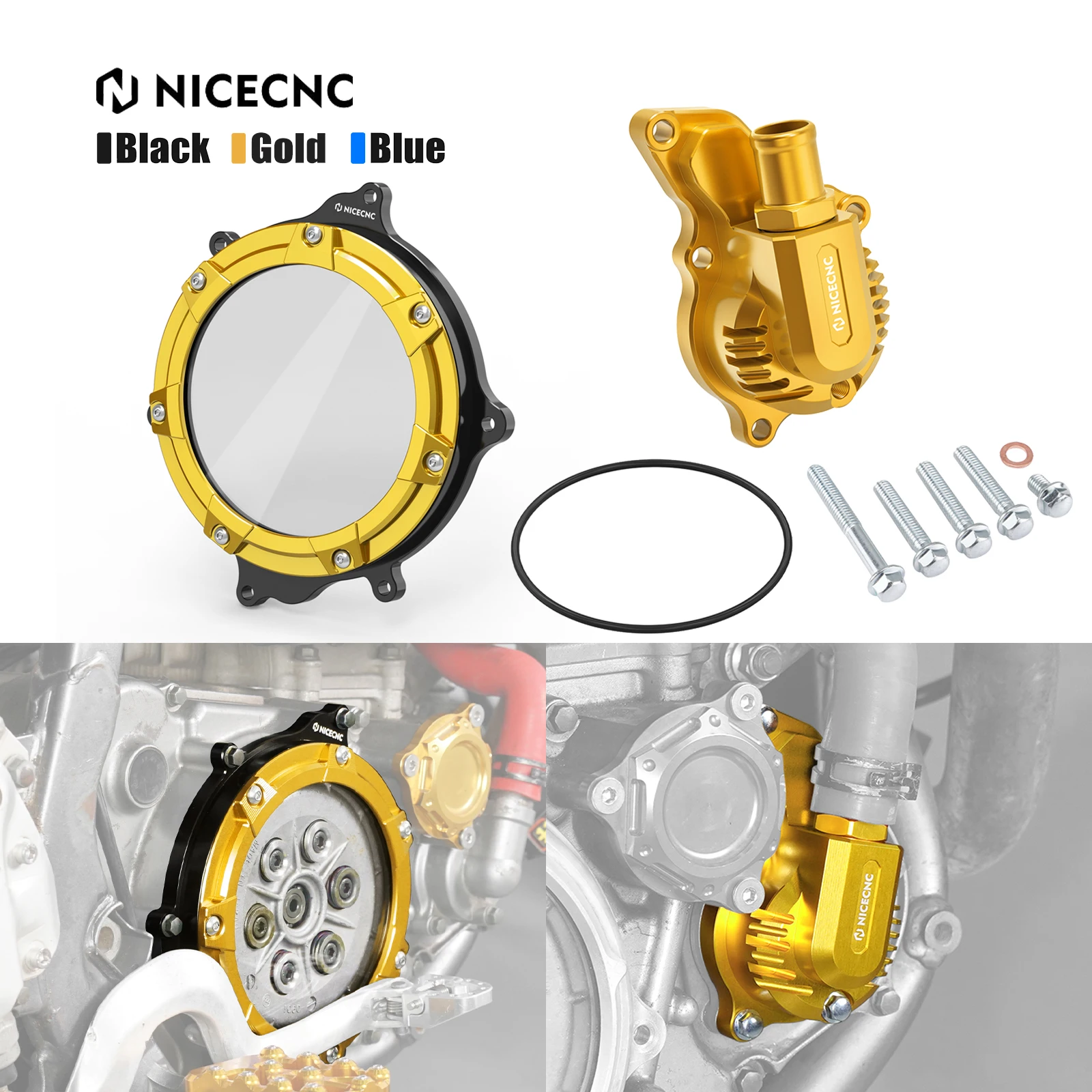 NiceCNC 2000-2024 For Suzuki DRZ400SM DRZ400S DRZ400E DRZ400 DR-Z 400 E S SM Water Pump Cover & Transparent Clutch Cover Guard