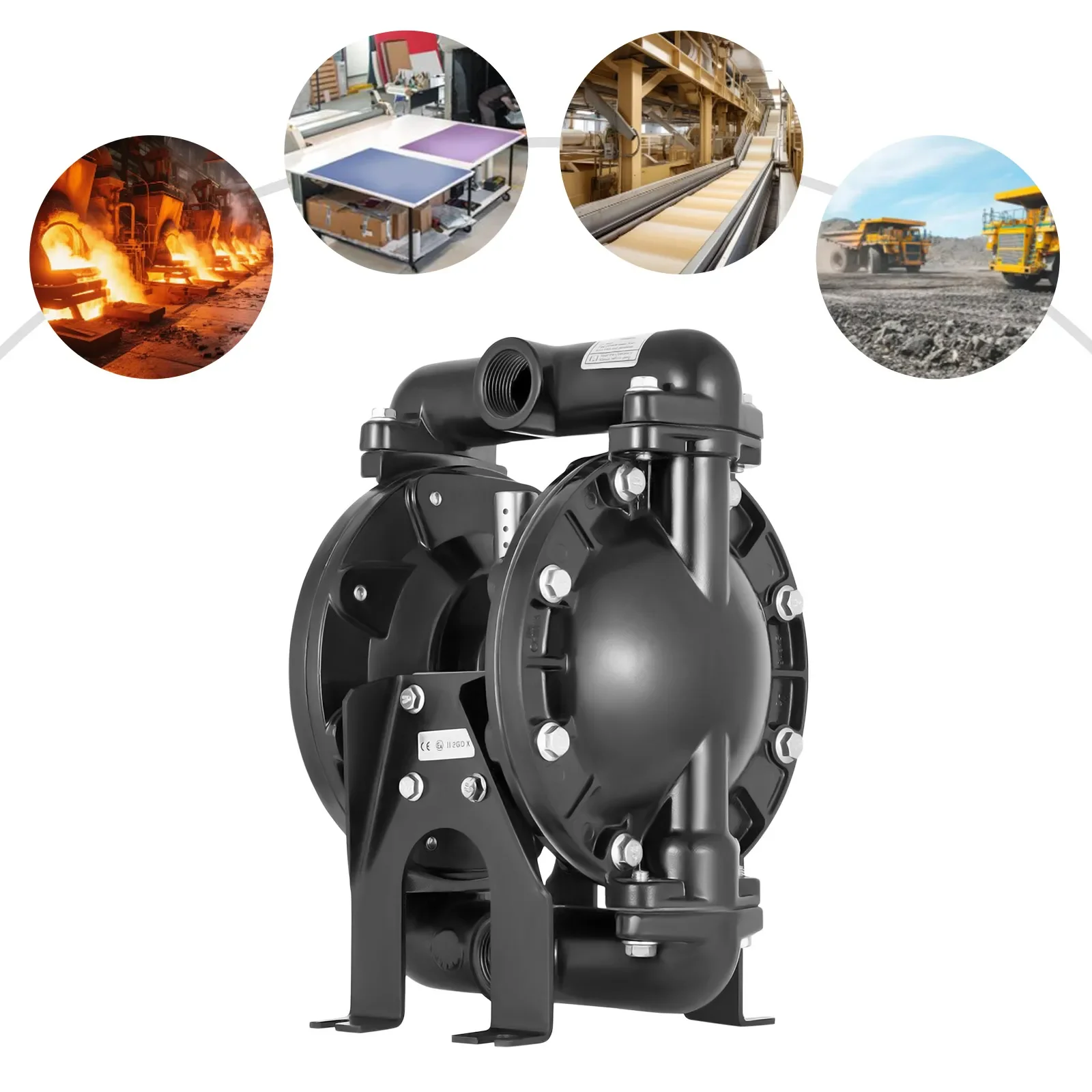 

Air-Operated Dual Diaphragm Pump 2.54cm Inlet & Outlet 35GPM Pneumatic Diaphragm Transfer Pump