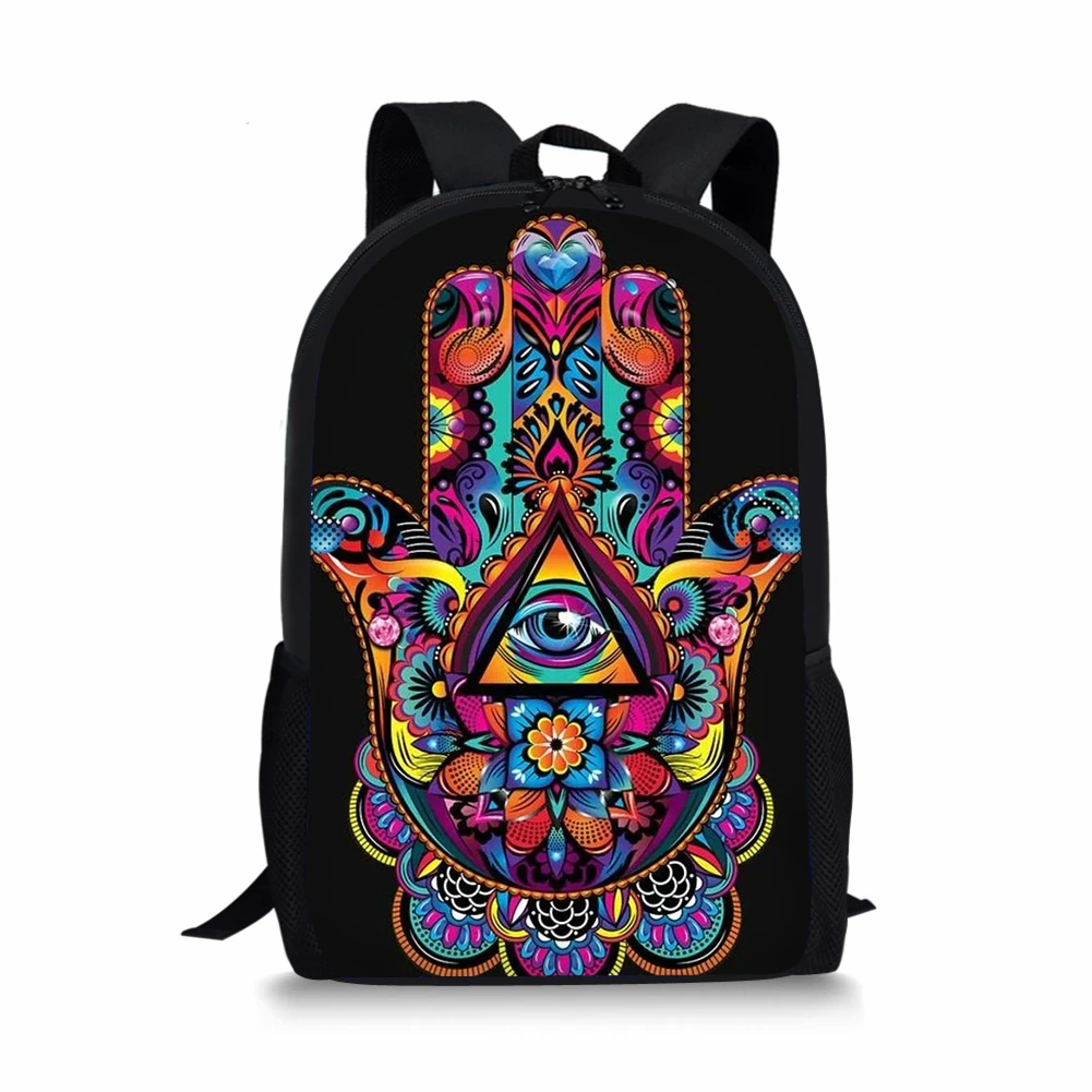 Fatima Hamsa Hand Print School Bags for Kids Girl Boy School Backpack Large Capacity Teenager Student Book Bag Casual Travel Bag