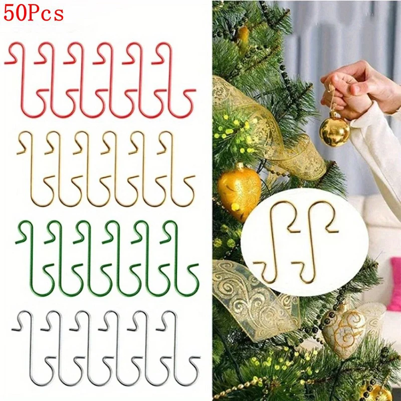 30/50Pcs Christmas Ornament S-Shaped Hooks Christmas Tree Ball Pendant Hanging Decoration 2025 New Year Home Decor Supplies