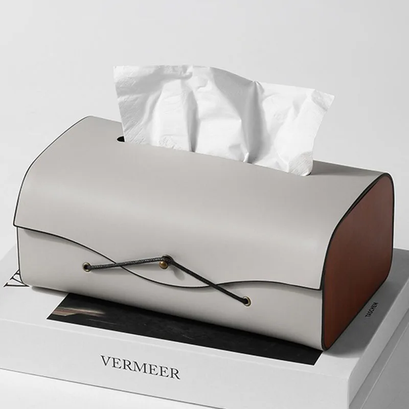 Retro Leather Tissue Box Modern Living Room Decoration Desktop Paper Towel  Boxes Dining Table Napkin Holder Ornament Home Decor