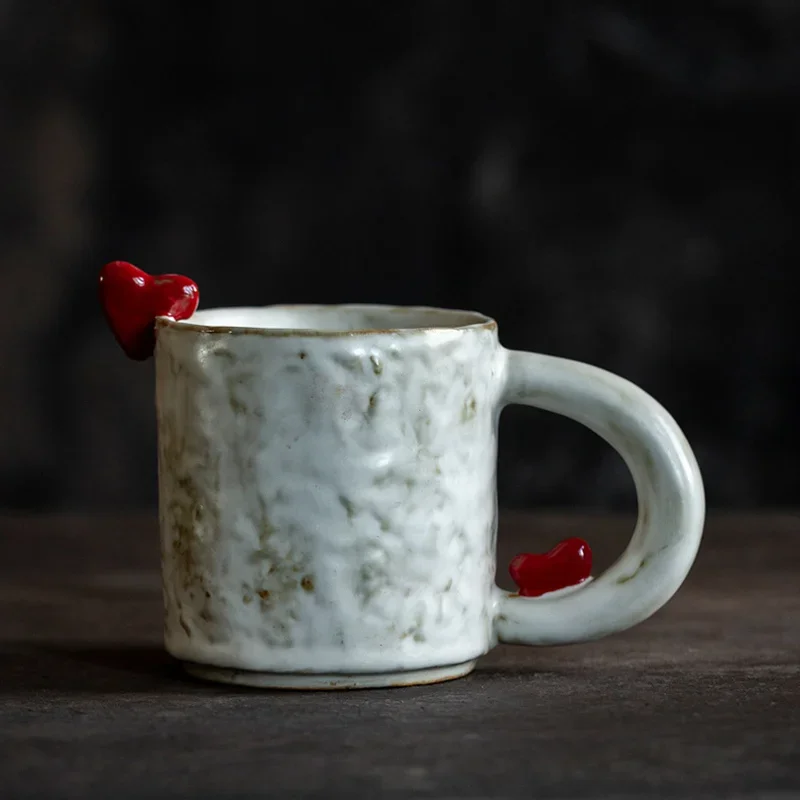400ML Ceramic Mug Water Cup High-end Feel Light Luxury Cup Chinese Style Large Capacity  Heart-shaped  Women Coffee Cup