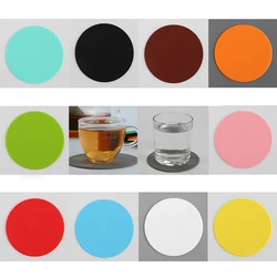 Table Decor Cup Mat 10cm Tea Pad Drinking Holder Coaster Silicone Table Placemats Non-slip Heat Resistant Round waterproof Color