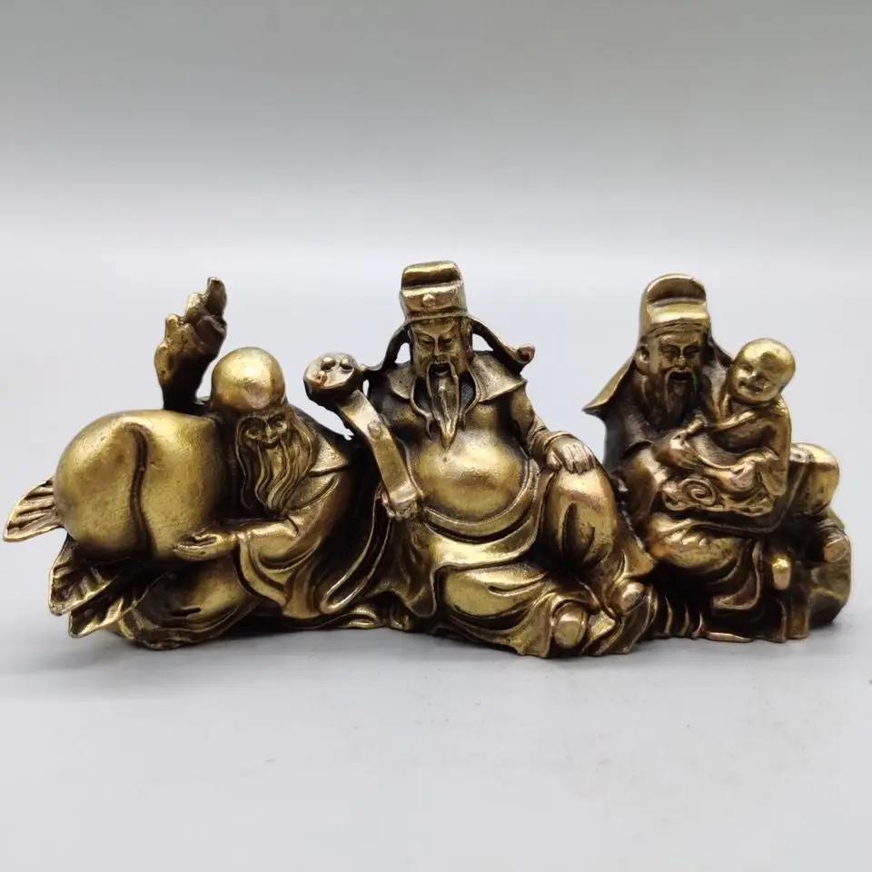 

Медная статуэтка Будды «Три Звездных Бога Удачи», декор для офиса и дома, подарок, украшение для стола