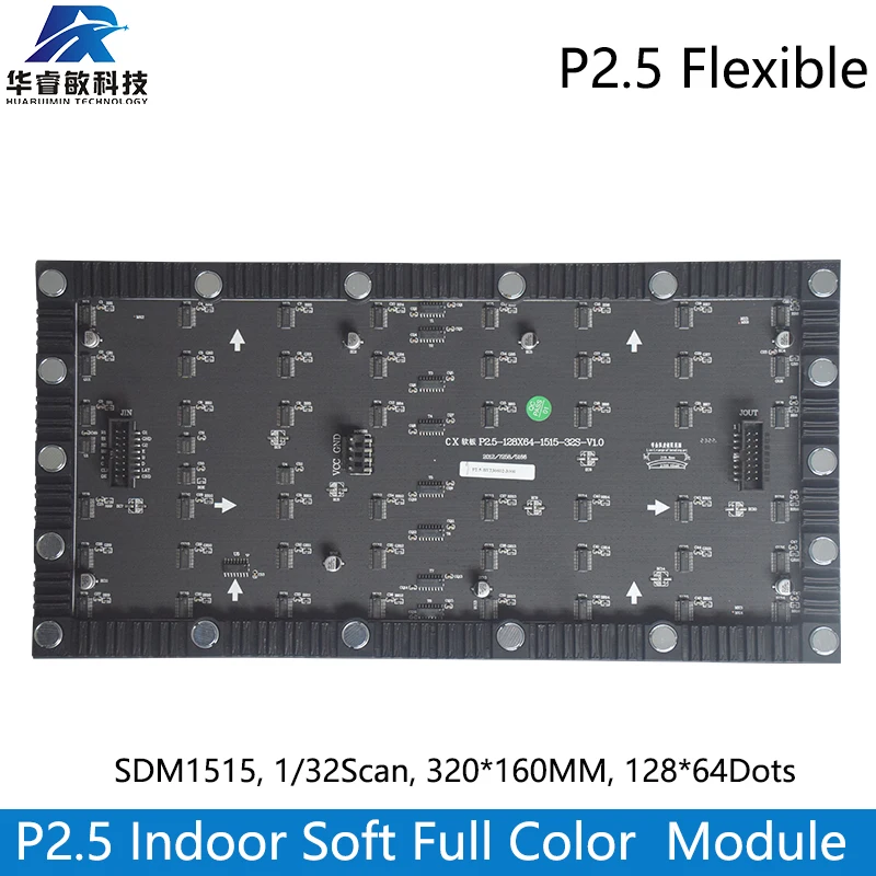 Imagem -02 - Painel de Display Led Interior Full Color Módulo Flexível Matriz Rgb 128x64 Digitalização 32 Porta Hub75e 320x160 mm P2.5