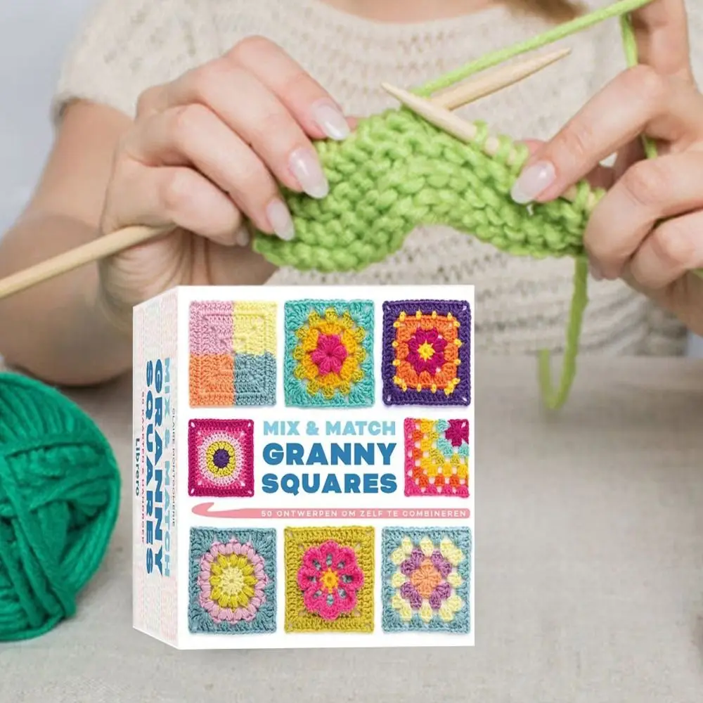 เย็บปักถักร้อยถักรูปแบบการ์ดชุดเชือกถักห่อ Granny Square การ์ด DIY Mix Match Designs ชุดถัก