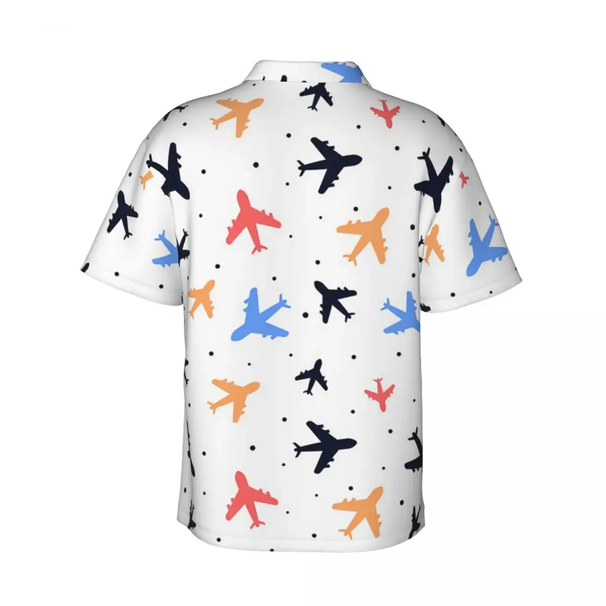 Random Airplanes Pattern Aviation Fighter Pilot Men's Shirts Hawaiian Short Sleeve Shirt Fashion Lapel Tops for Summer Beach