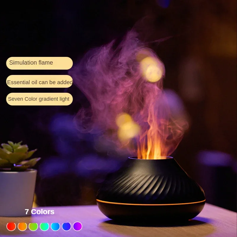 REUP Volcanic Flame Aroma Diffuser 130ml USB Portable Air Humidifier Night Light Fragrance Home Humificadores Diffuser Difusor